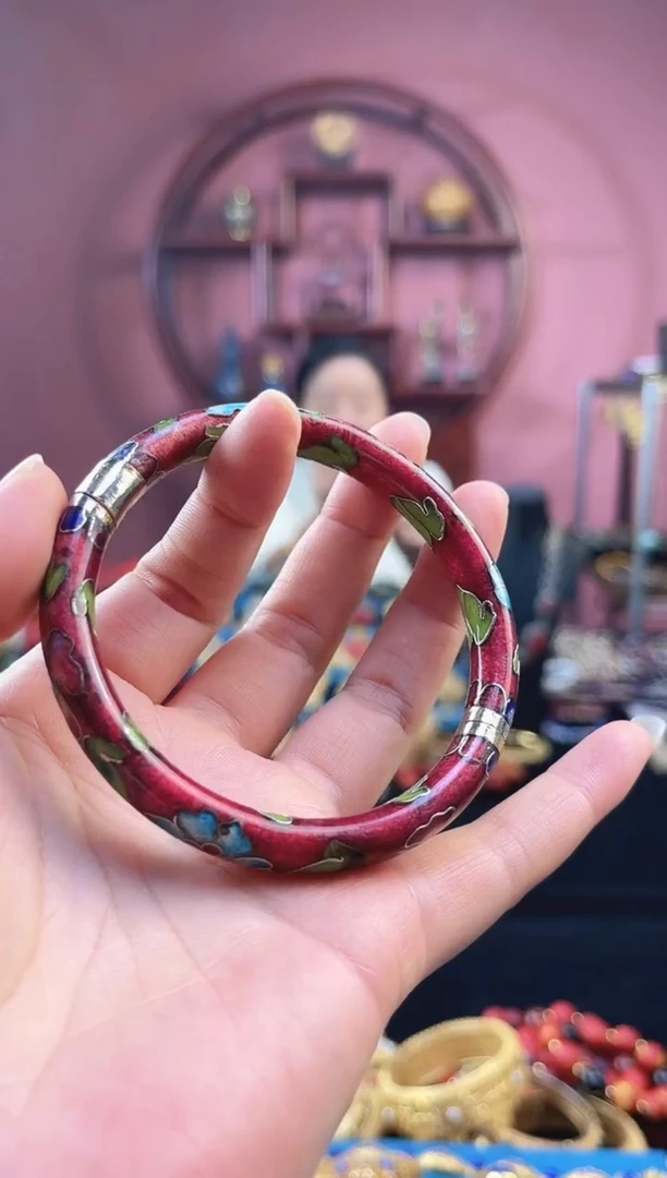 非遗 景泰蓝开口镯 56-63 砖红