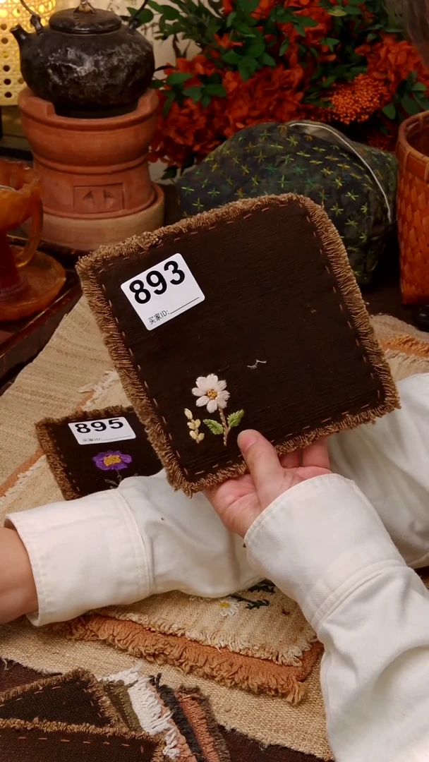 ?**鱼Cici手作刺子绣柿染壶垫杯893