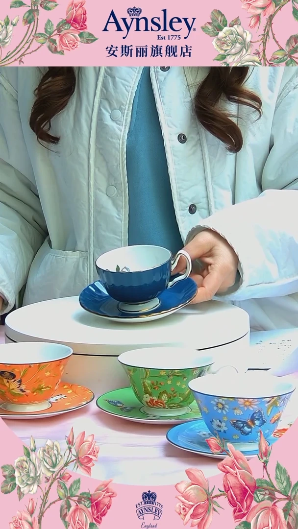 新骨瓷雀鸟色釉杯碟