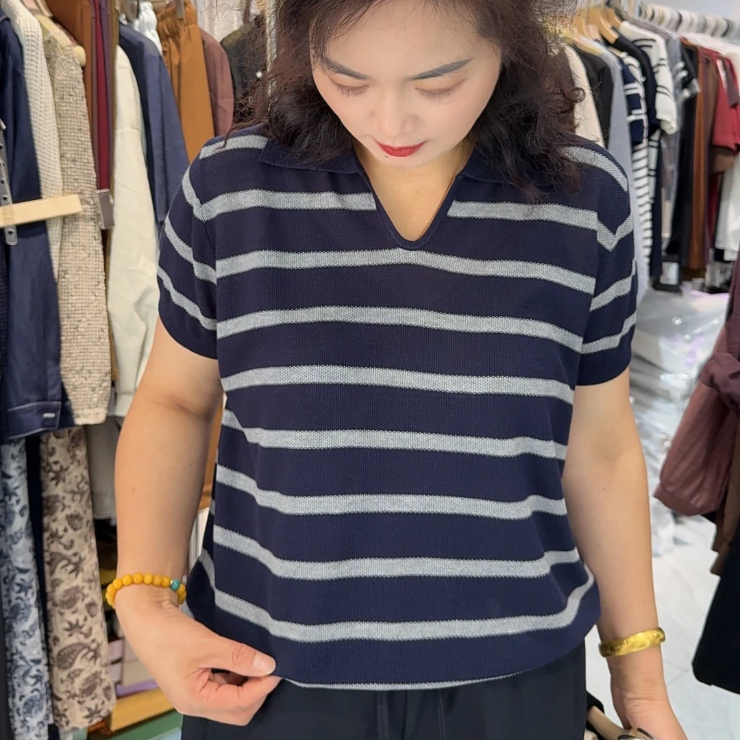 [ W i F i ]5285方领条纹针织衫