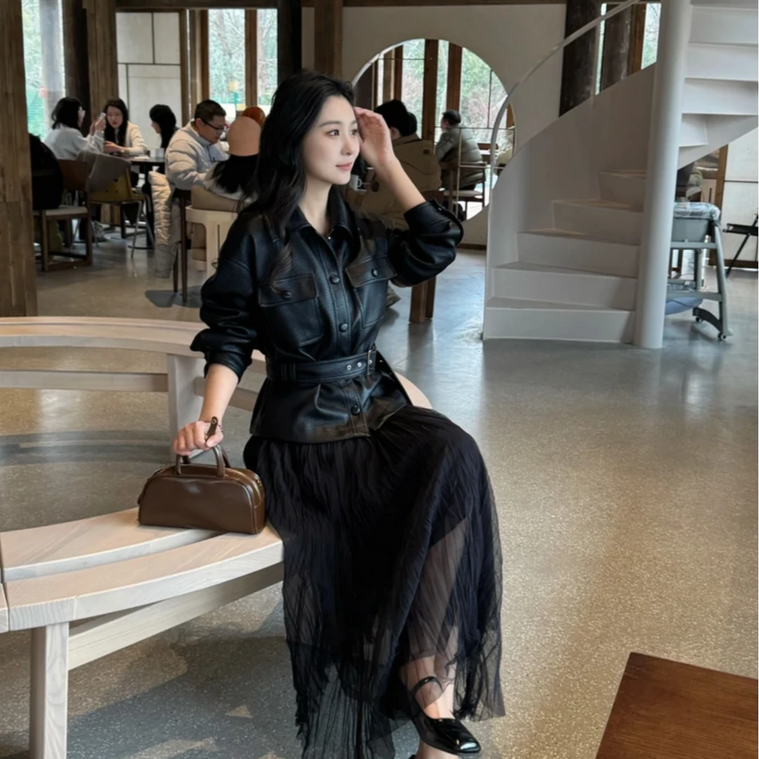 宋佳同款短款外套2025收腰显瘦皮衣女