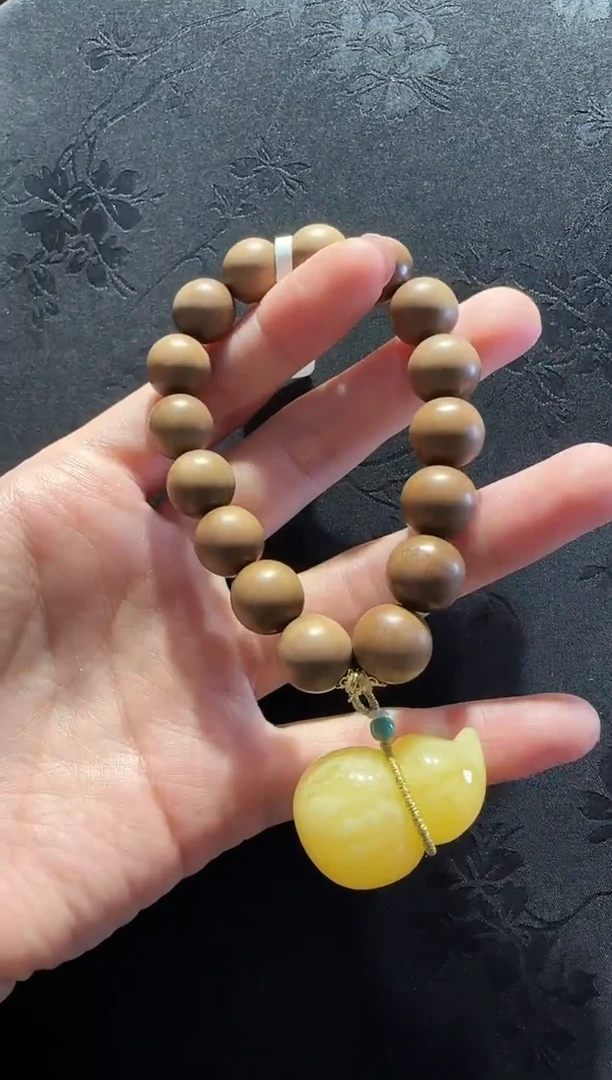 手串蜜蜡18K金镶嵌葫芦款