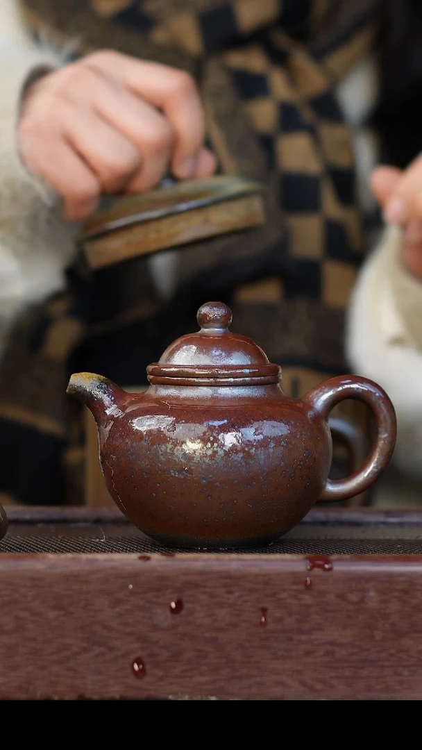 茶壶紫砂柴烧紫砂 天青掇球250cc