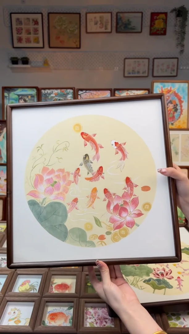 国画九鱼韵财 手绘国画38