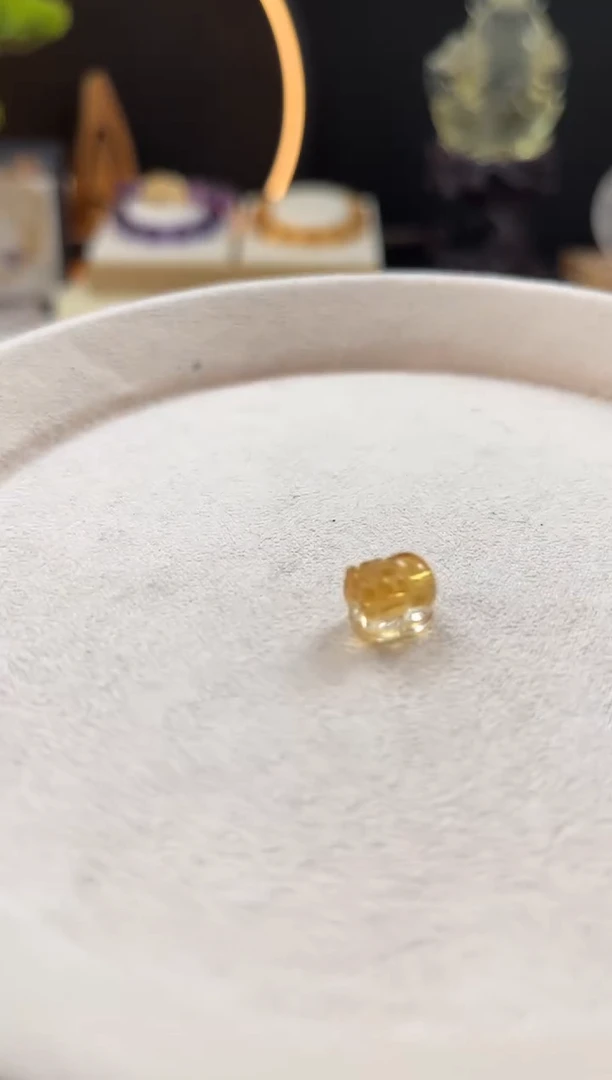 未镶嵌手串黄晶妙*童天然黄水晶貔貅单珠6mm