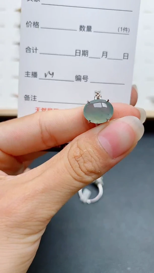 银S925镶嵌戒指翡翠1