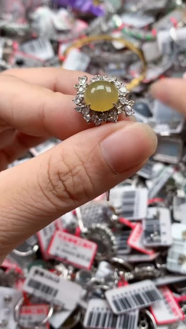 银S925镶嵌戒指翡翠天然A货缅甸翡翠