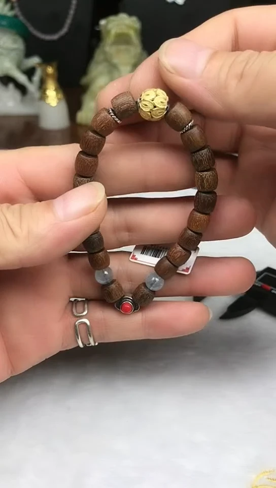 银S925镶嵌手链海蓝宝石手串