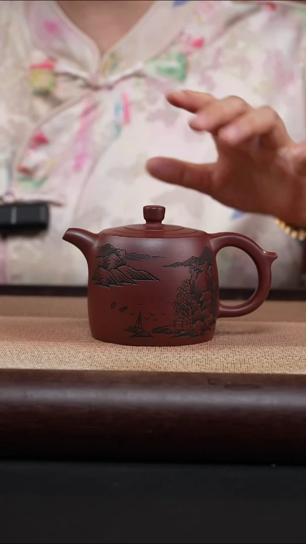茶壶紫砂龙血砂-刻绘井栏MH-2004