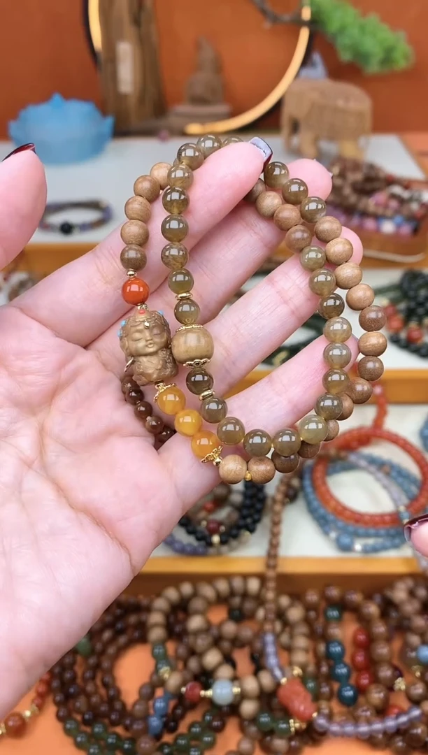 【闪购商品】檀香木手串/手链印度老山檀黑肉双圈度母手串