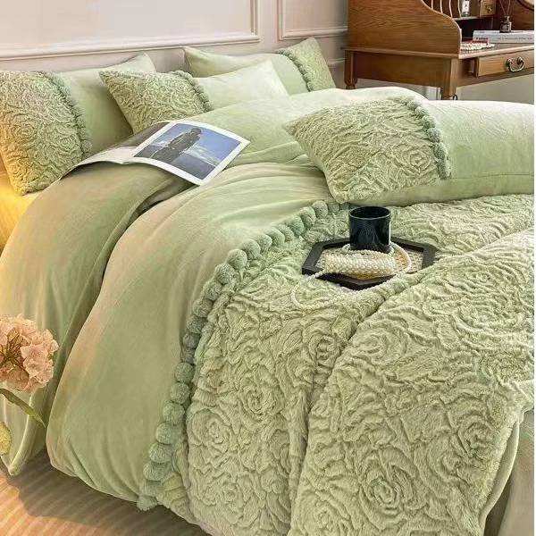 玫瑰庄园牛奶绒四件套2.0*2.3