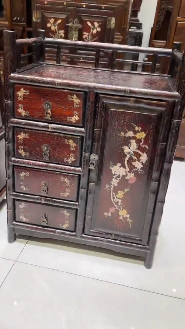 【闪购商品】木喜鹊登梅竹节茶水柜