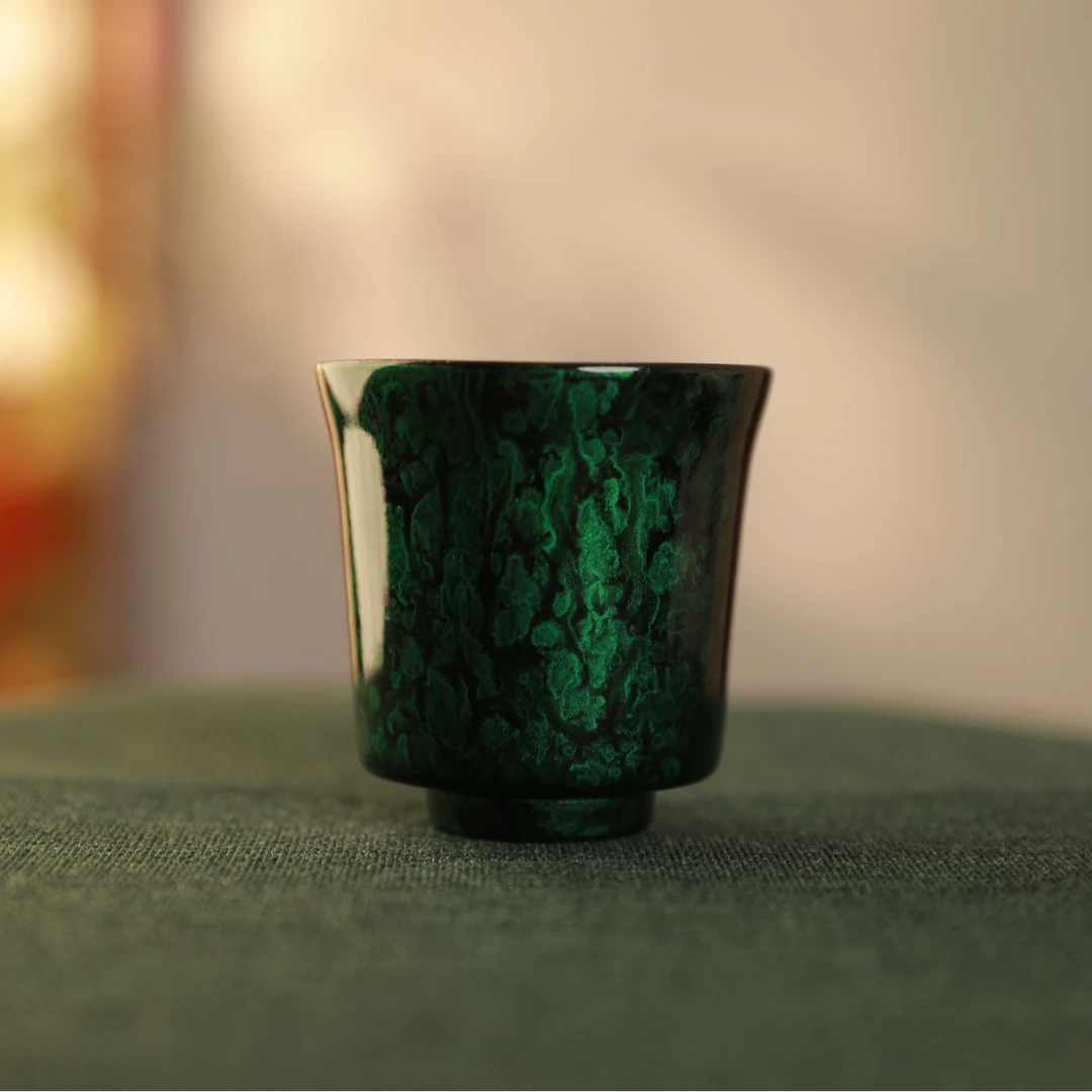 沈绍安大漆绿野仙踪系列晕金钟式杯  汝窑 漆器 非遗 手工艺