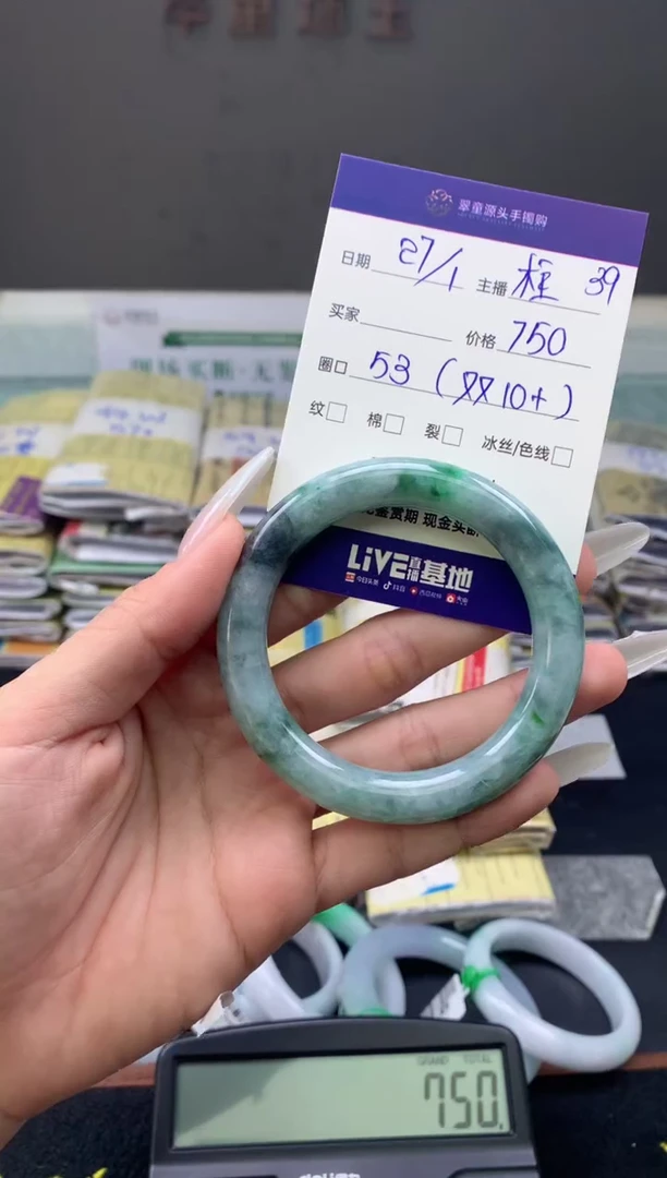 【闪购商品】翡翠手镯未镶嵌翡翠手镯圈口53#750元