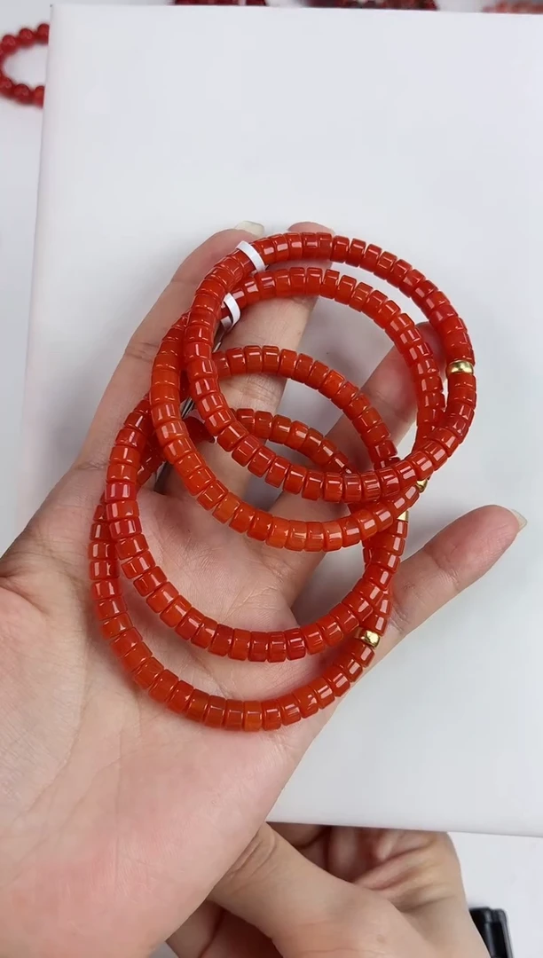银S925镶嵌保山diy直切手串6+南红玛瑙涛*四条打包