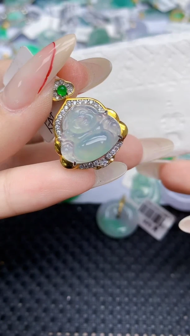 颈饰银S925镶嵌翡翠63   天然翡翠A货  百元以上9米证书费自理