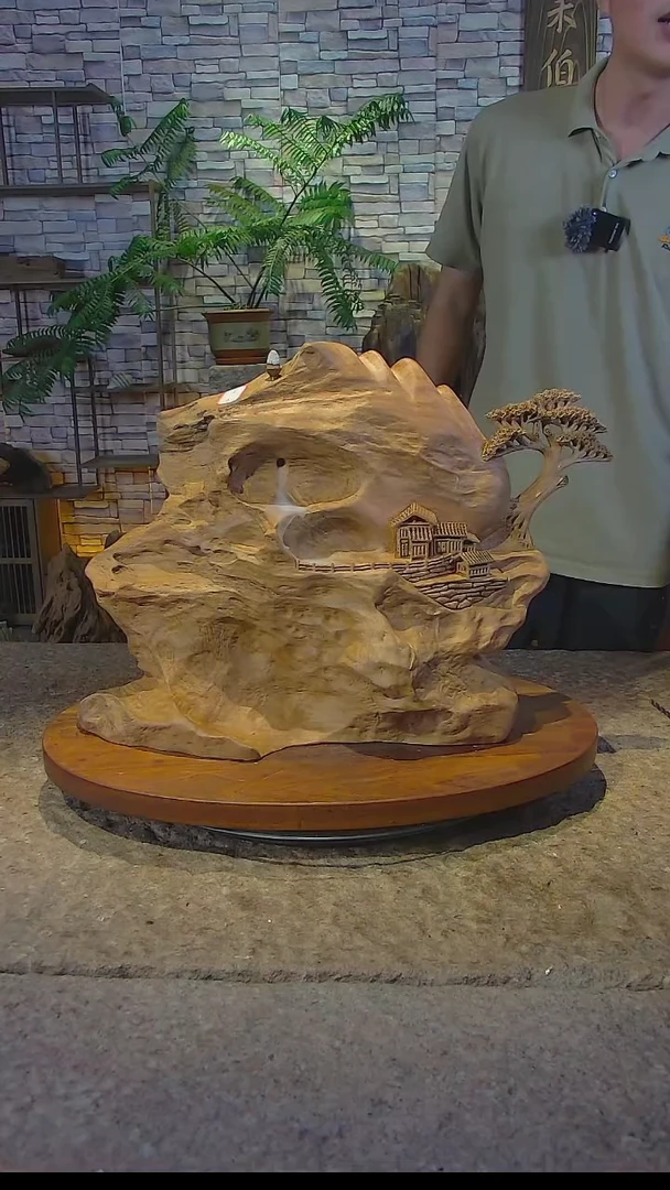 木香樟木山水摆件
