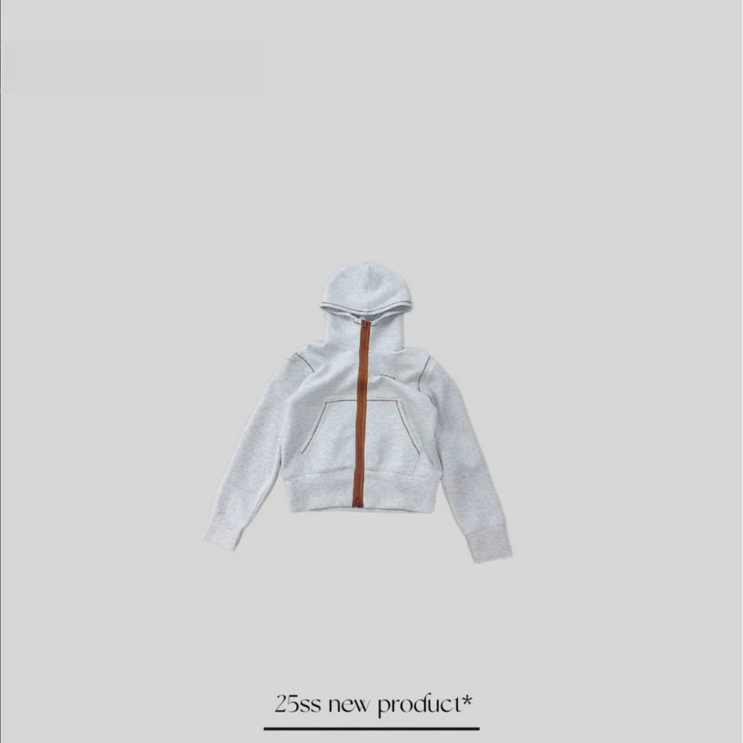 今天就发 少量现货【QIHONG】扭转乾坤 撞色线条花纹连帽卫衣外套