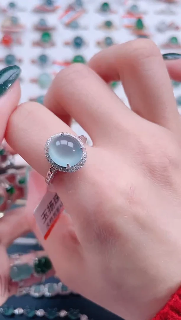 银S925镶嵌戒指翡翠天然翡翠