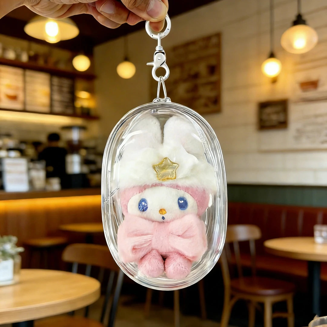 适用Sanrio星梦冬日系列美乐蒂公仔高清透明娃包保护套防尘罩娃包