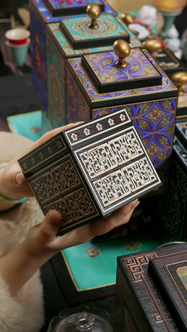 壹藏贰宝牙雕纹十公分醒茶盒