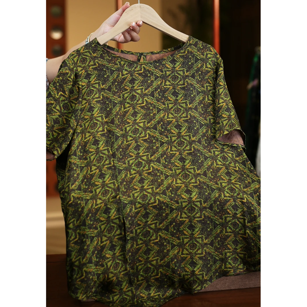 浅梦吟《非遗美学》1269夏季新款女装宽松短袖上衣