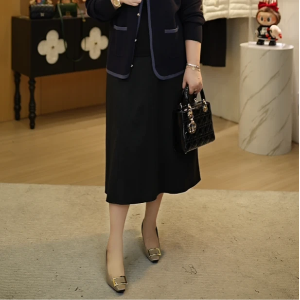 【深圳霞姐】秋冬新品大码女装八片立裁小伞裙毛呢半裙
