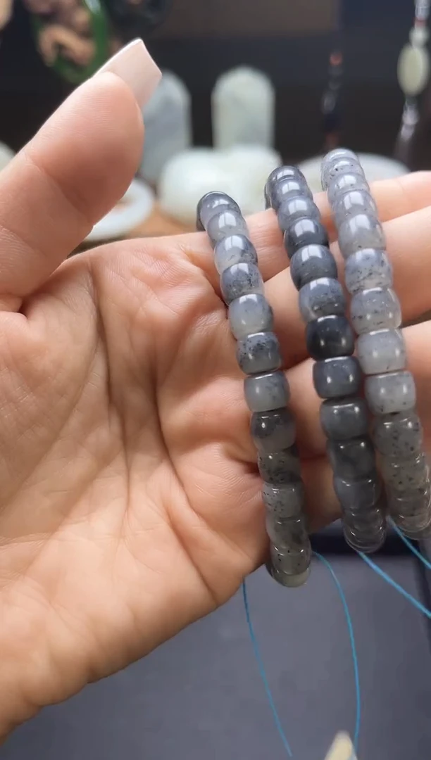 【闪购商品】和田玉手串未镶嵌卡8若羌毛毛矿青花 极限弧多样性发一