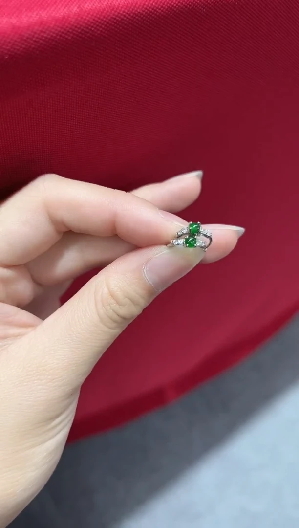 【闪购商品】翡翠耳饰银S925镶嵌GS0704翡翠耳饰