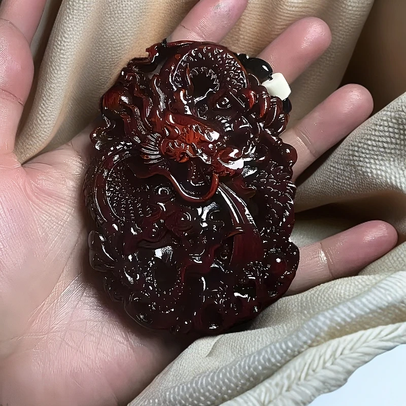 紫檀木【双面龙牌】实木雕刻手把件摆件文玩把件