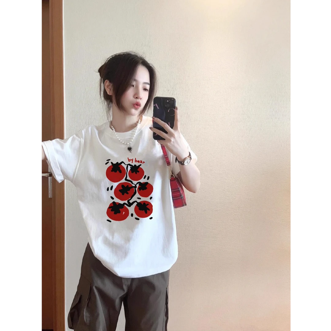 韩版重磅纯棉设计感小众短袖t恤女夏季2025新款宽松白色ins风上衣