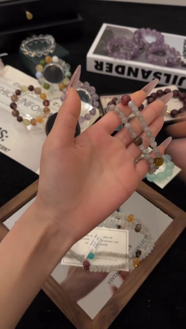 未镶嵌手链水晶灰月光双圈x3105