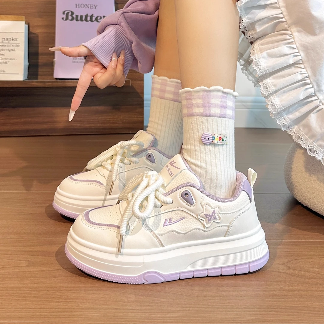回力蝴蝶厚底小白鞋女2026秋季爆款面包鞋韩版小众设计感国潮板鞋
