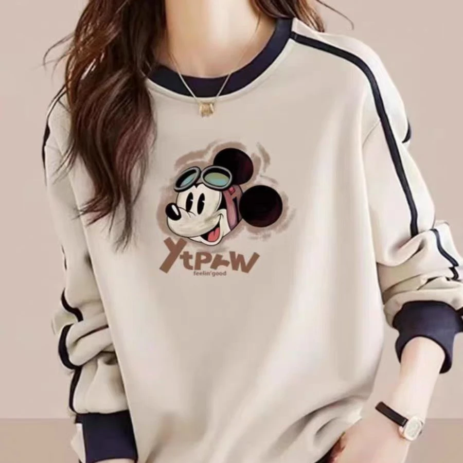 T恤女小众上衣浅杏色百搭常规款设计感正肩长袖潮少女风简约印花