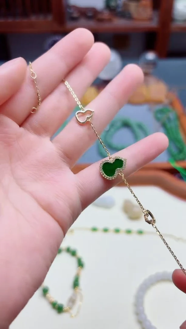 翡翠配石银S925镶嵌S925银翡翠手链*1 YD