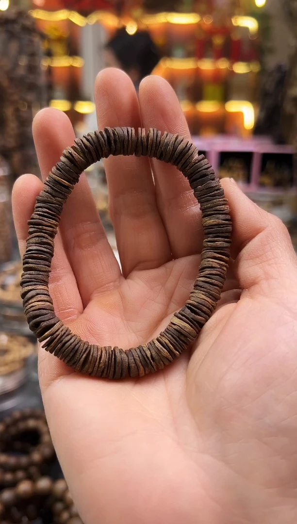 沉香手串棋楠沉水张勺子片珠单圈