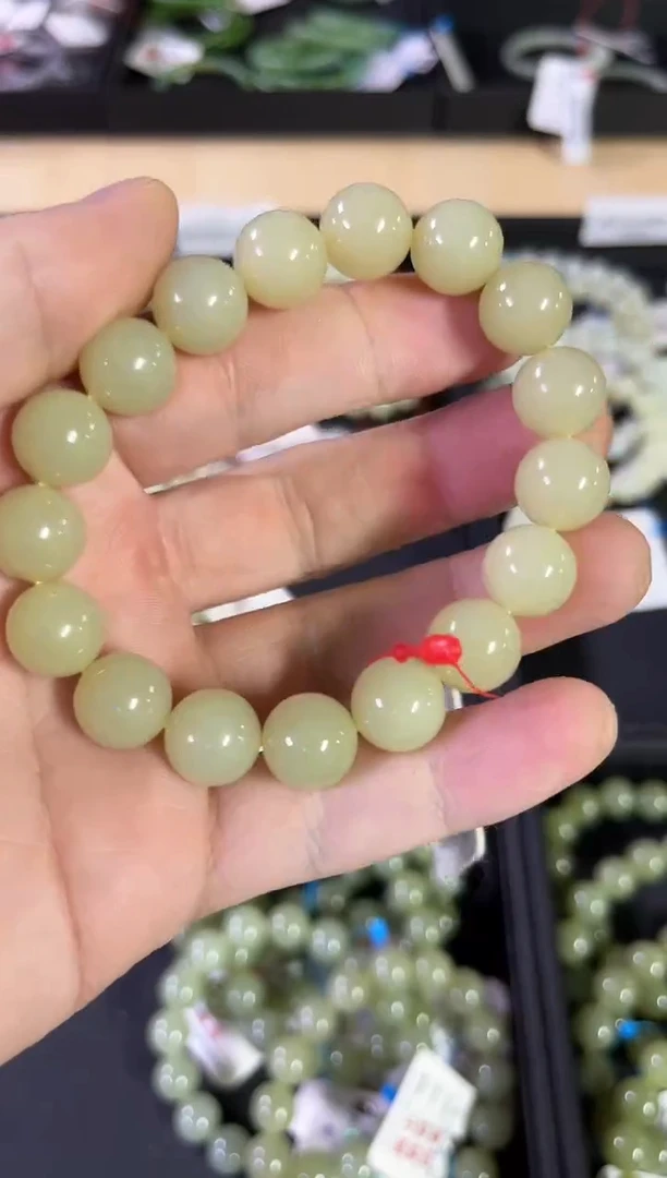 未镶嵌手串和田玉卡12若羌黄 圆珠