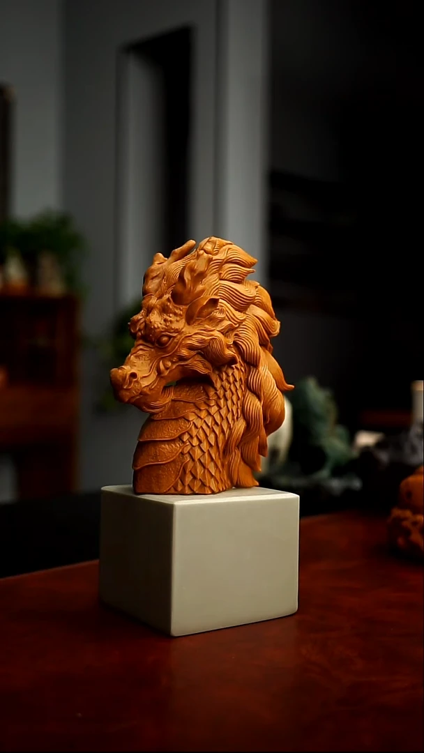 松花石金色大龙首印章