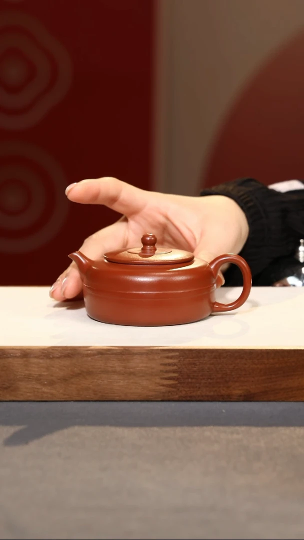 【闪购商品】紫砂茶壶玉带圆珠·传-朱泥-125cc