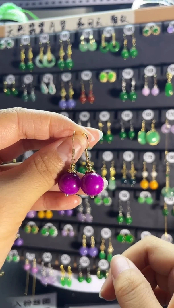 翡翠银S925镶嵌耳饰09...