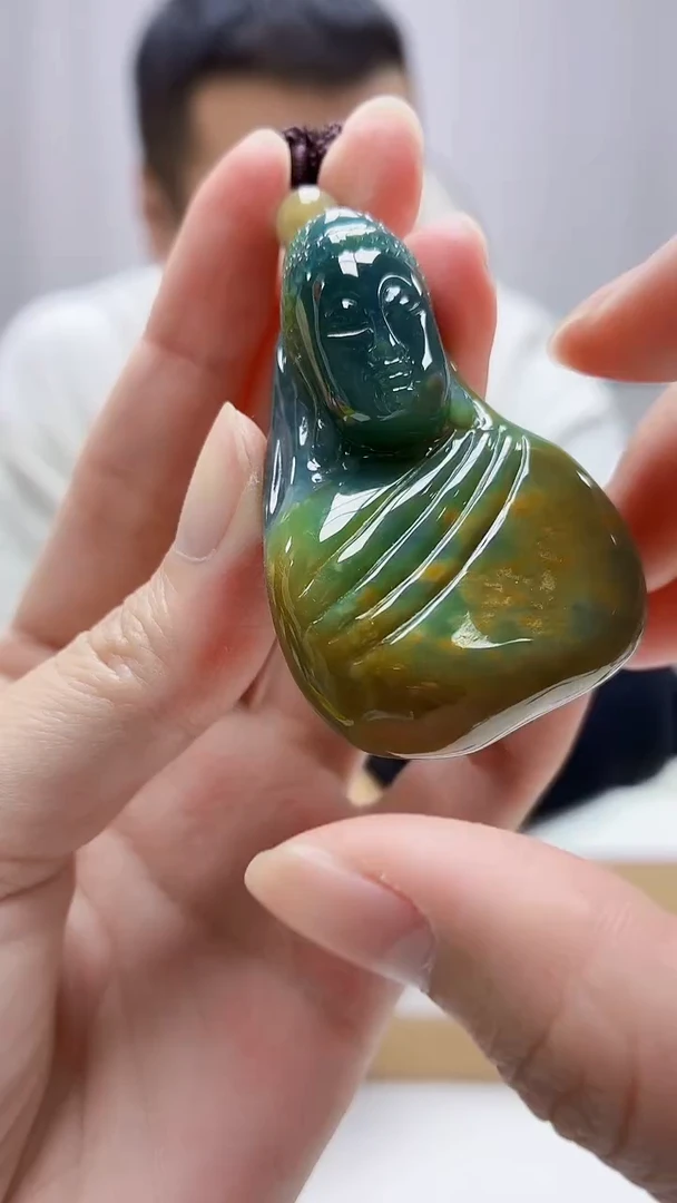 未镶嵌定制翡翠4898zm-毛货挂件25观音