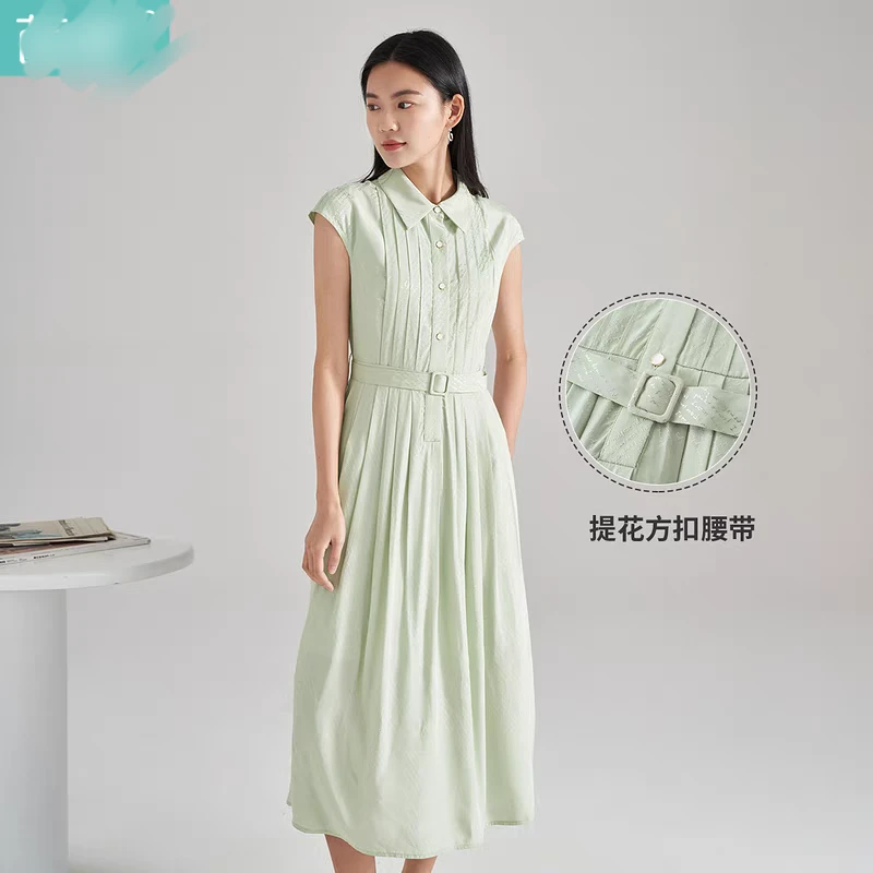 【剪标茵曼】微瑕no退no换夏季新款亚麻无袖气质显瘦中长款连衣裙