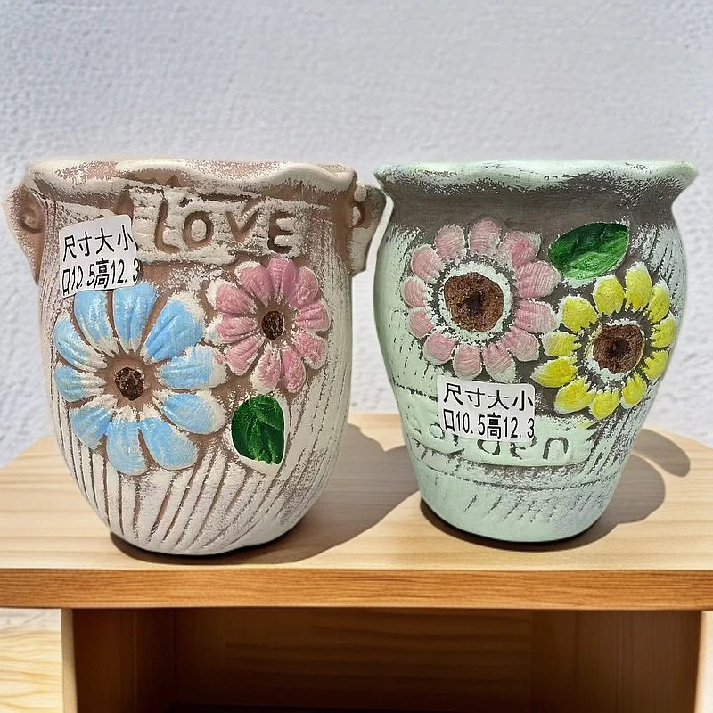 多肉花盆陶瓷法师老桩盆大口径清仓北欧简约手绘多肉花盆套装组合