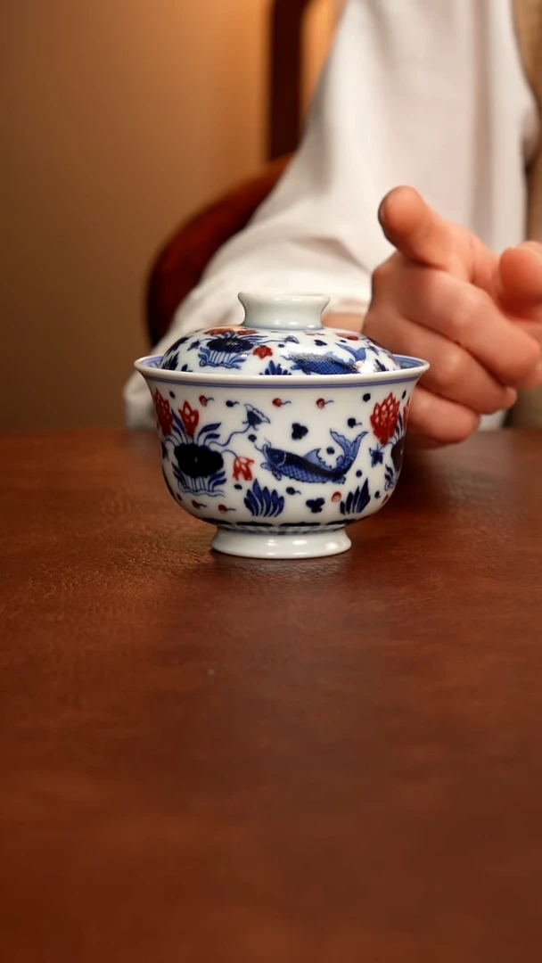 摆件陶景德镇瓷器，青花瓷手绘茶具~