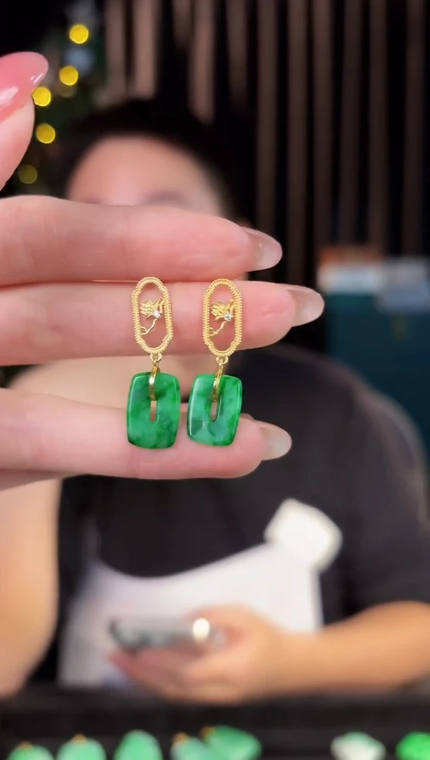 【闪购商品】翡翠耳饰银S925镶嵌缅料A货/支持复检/一件