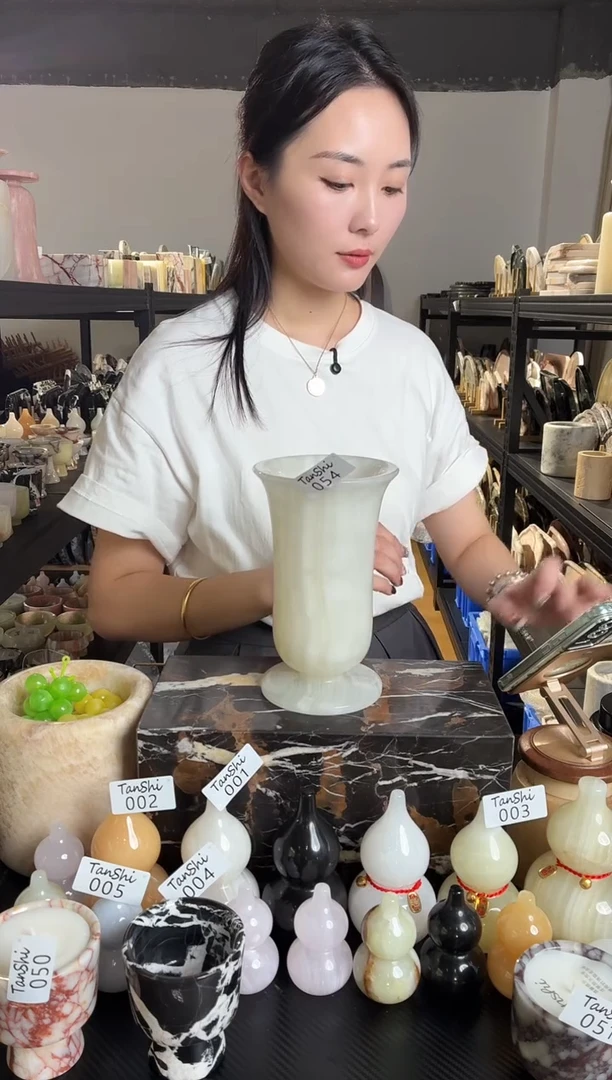 石材054大理石喇叭花花瓶