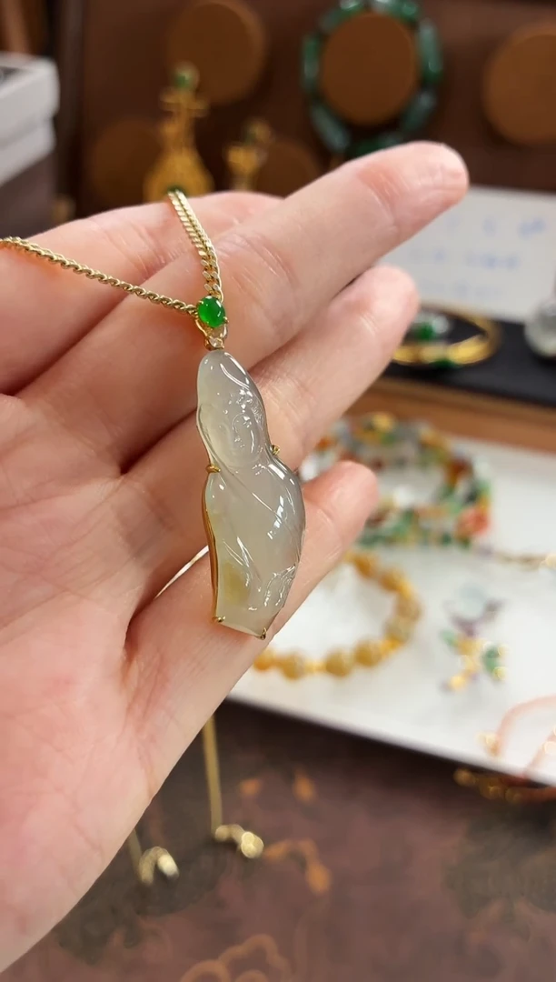 吊坠(不含链)18K金镶嵌翡翠吊坠