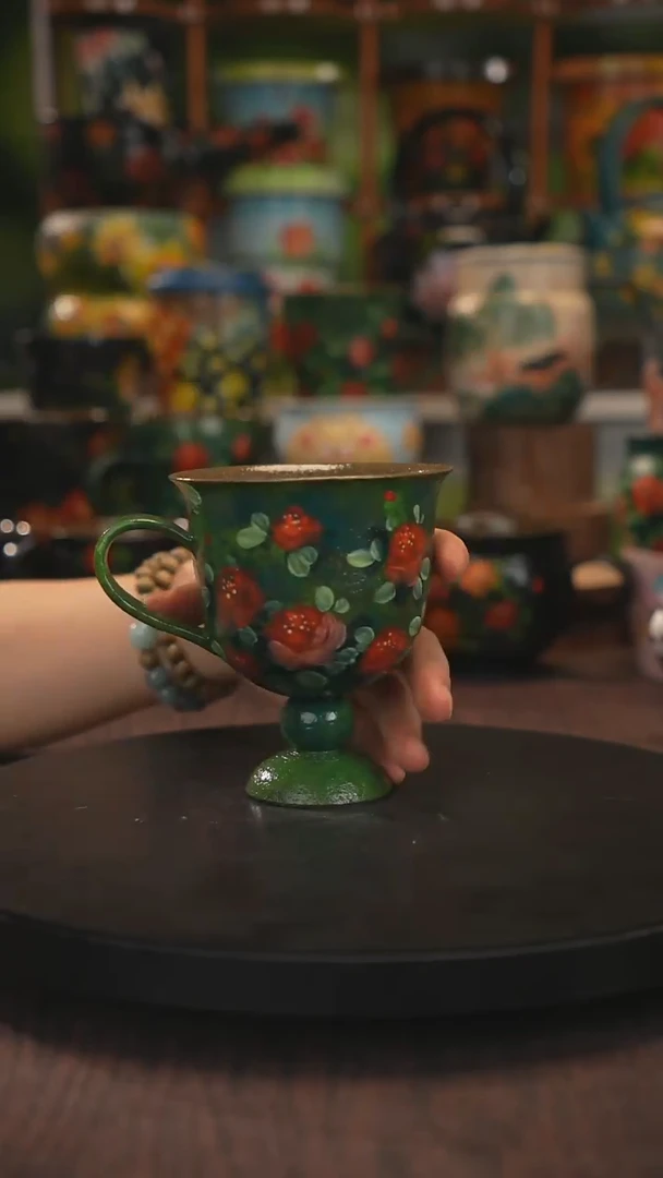 紫砂油画手绘釉下彩