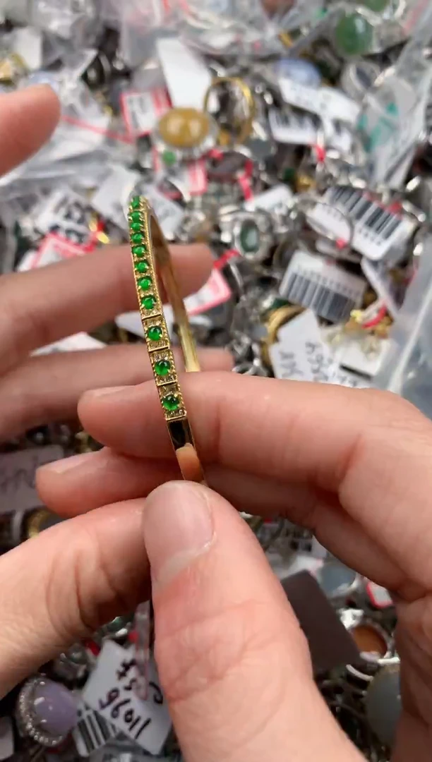 银S925镶嵌戒指翡翠555   1