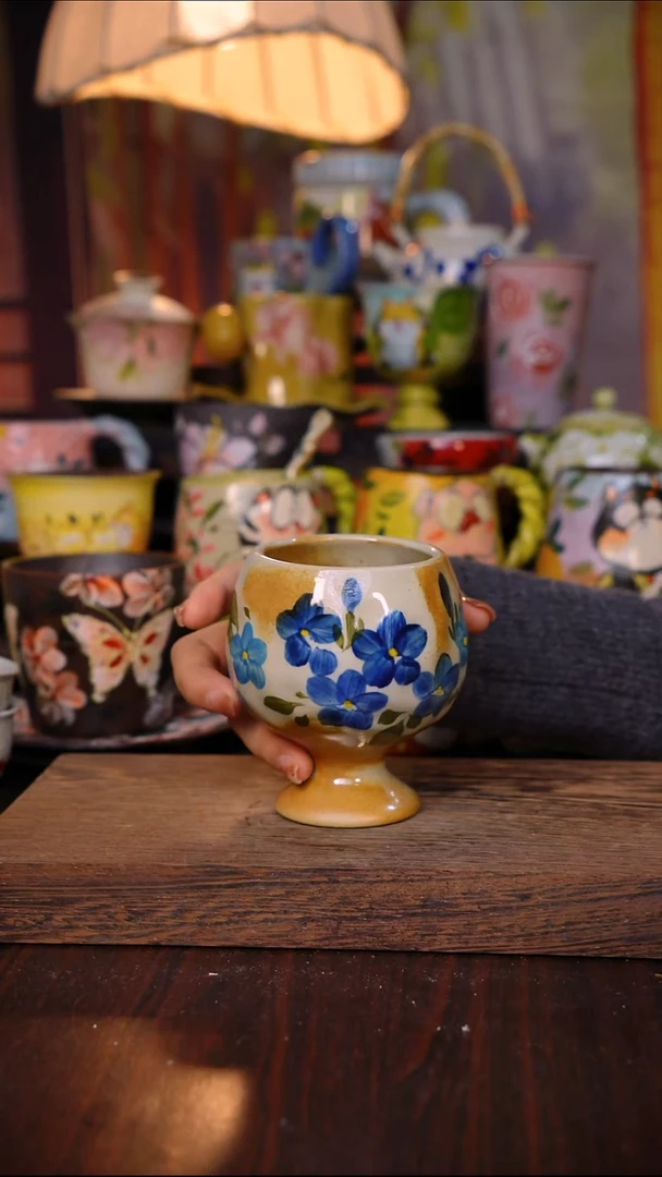 杯子陶泥垚手作 景德镇手工手绘陶瓷器物